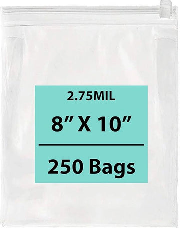 8X10 inches Resealable Poly Bags With Slide Seal 2.75 Mil (LDPE)